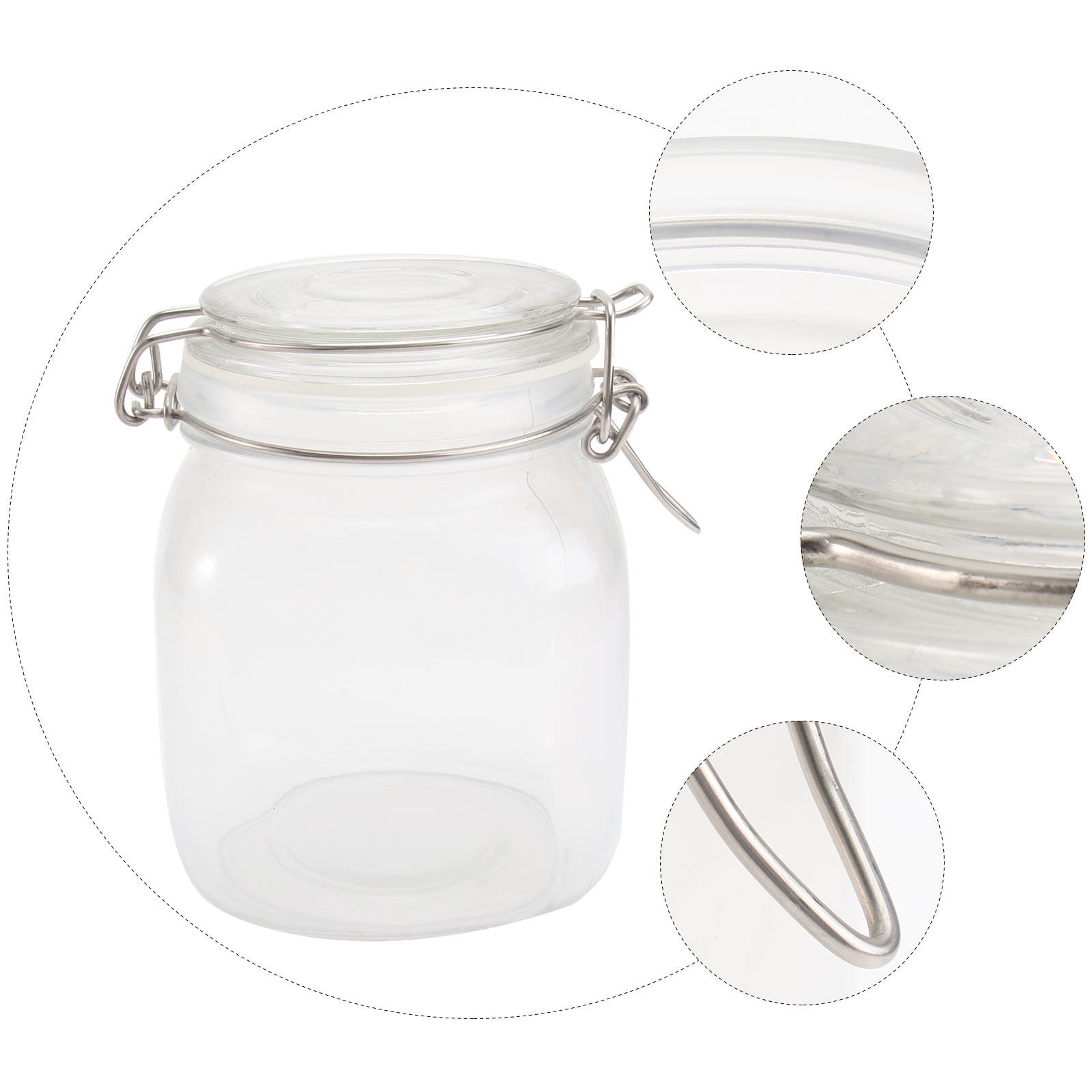 Food Storage Glass Container Set - Pot Kaca Transparan Persegi 1000Ml dengan