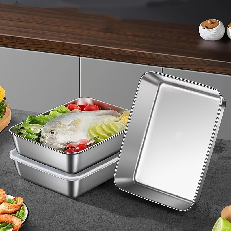 Food Storage Boxes With Lids - 3/6Pcs Wadah Penyimpanan Makanan Persegi Panjang