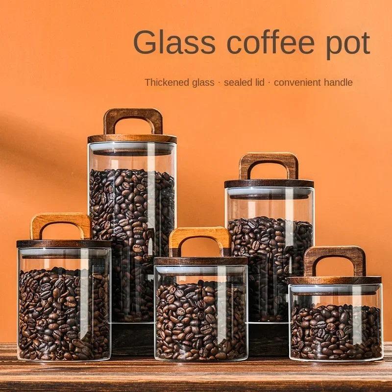 Food Storage Glass Container Set - Toples kaca tutup kayu 800-2100ml, 1pc,