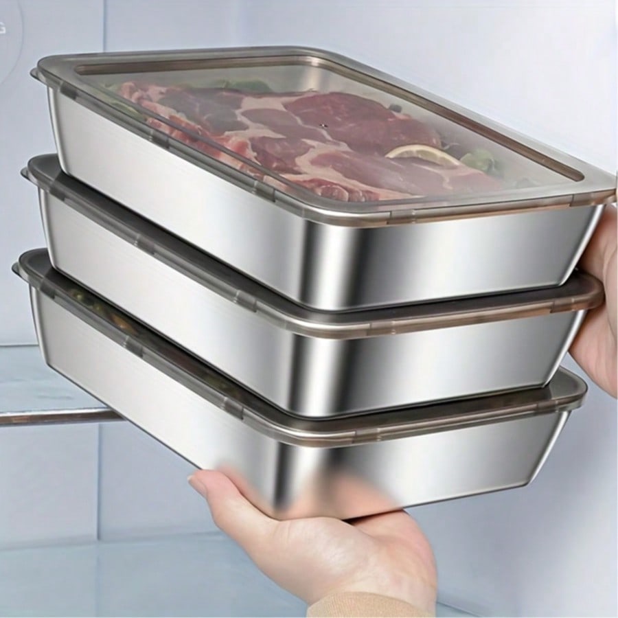 Food Storage Box Stainless Steel - 6pcs (3 Kotak + 3 Tutup)