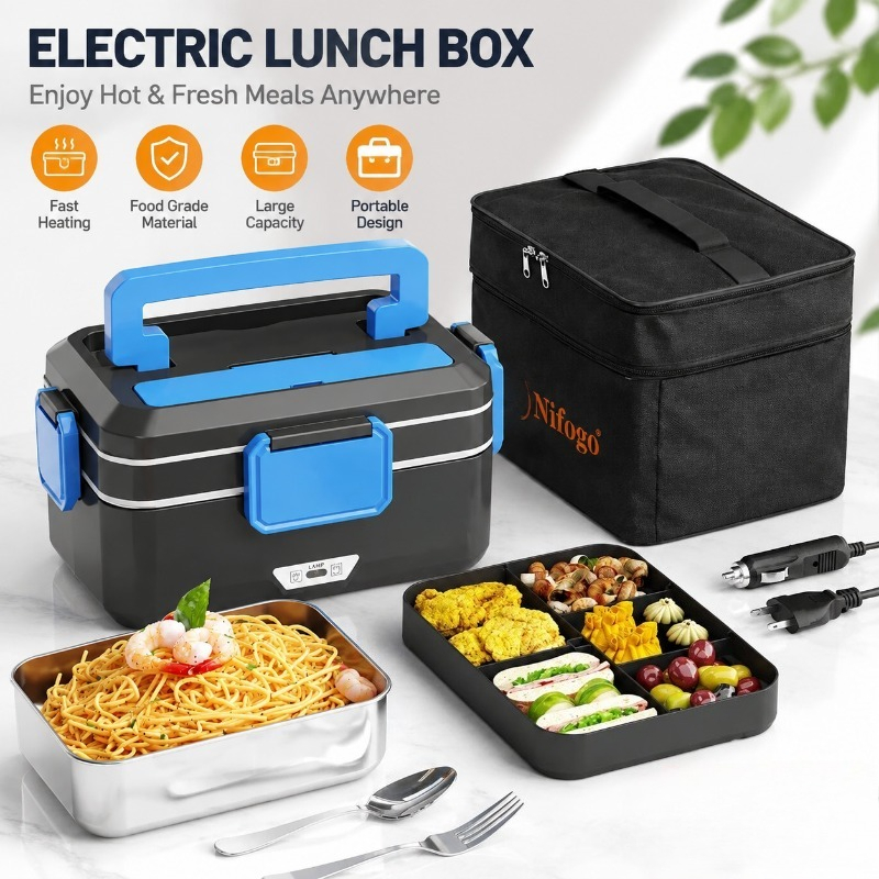 Food Storage Box Stainless Steel - Kotak Makan Listrik Pemanas Ganda Fungsi,