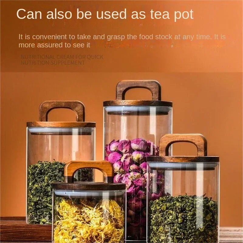 Toples kaca tutup kayu 800-210 - Food Storage Glass Container Set ulasan dan harga