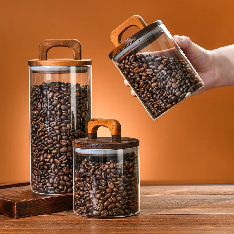 Toples kaca tutup kayu 800-210 - Food Storage Glass Container Set ulasan dan harga