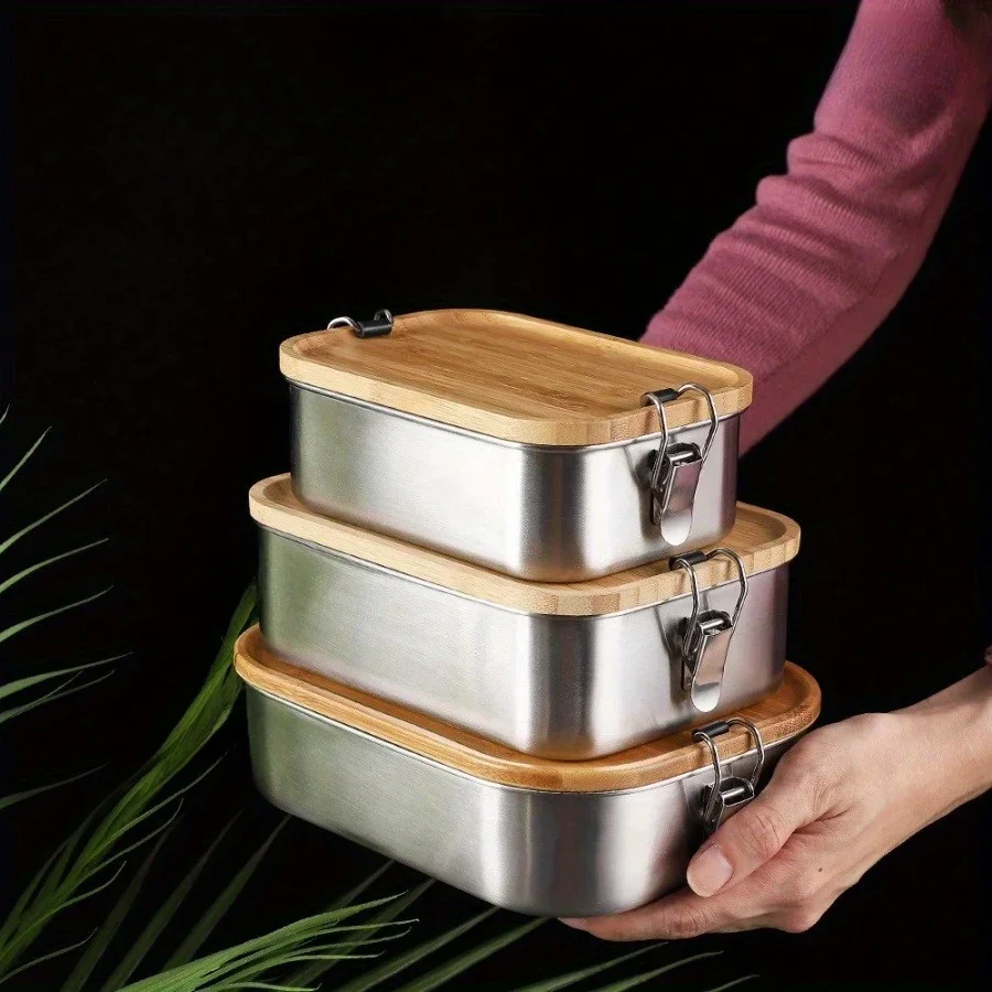 Kotak Makan Siang Tutup Bambu  - Food Storage Boxes With Lids ulasan dan harga