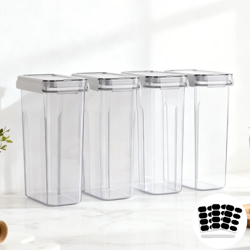 Set Wadah Makanan 4pc/8pc, Tan - Airtight Cereal Jar ulasan dan harga