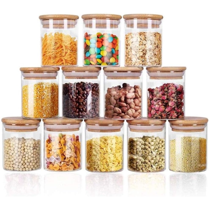Set 12 Stoples Kaca dengan Tut - Food Storage Glass Container Set ulasan dan harga